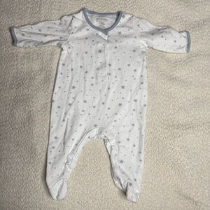 Petite Nursery Star Infant Pajamas Gift Size 0-3 Months Blue White 100% Cotton
